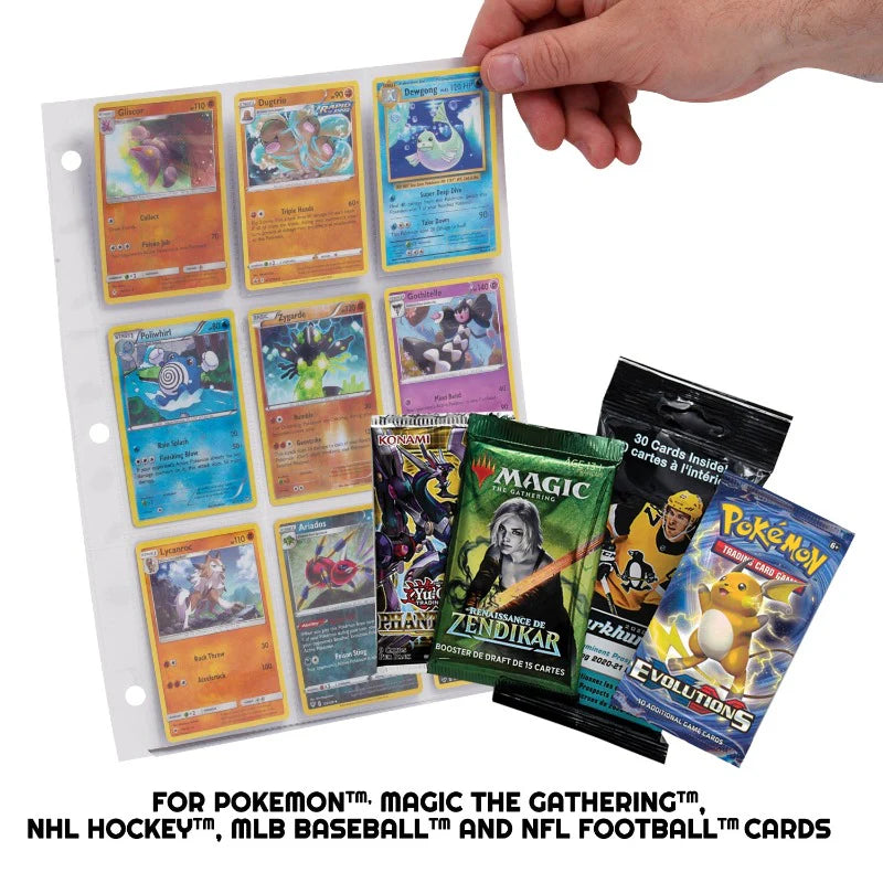 EVORETRO 9-Pocket Binder Pages for Trading Cards | 40 Sheets